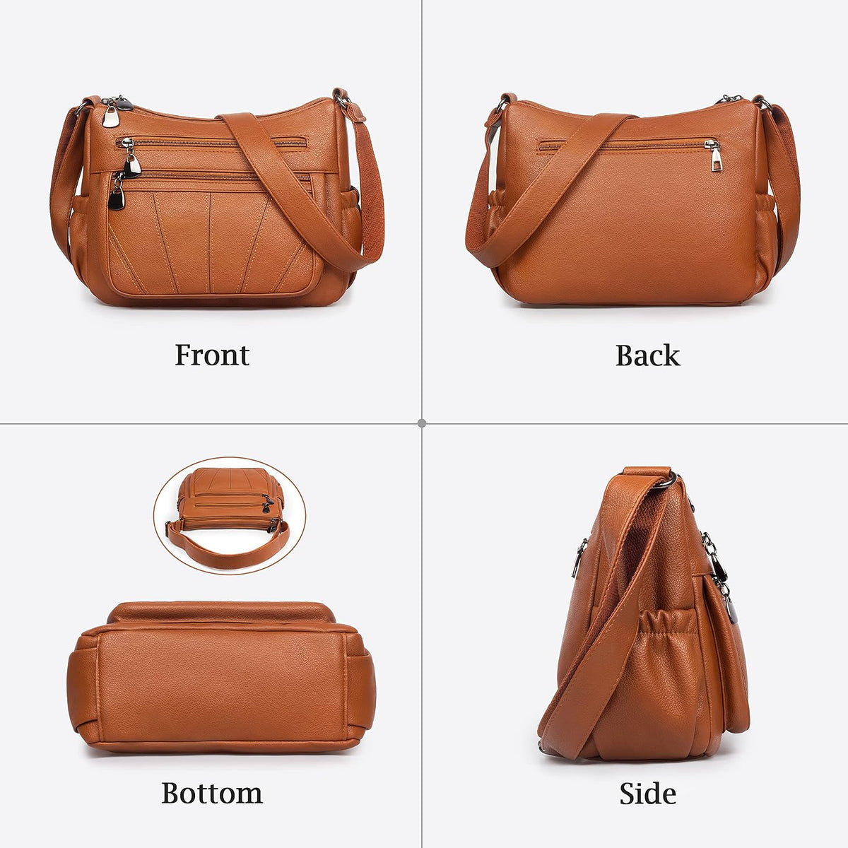 Crossbody Purse for Women Ladies Soft PU Leather Shoulder Bag Medium Roomy Handbag Fashion Tote Top Handle Satchel