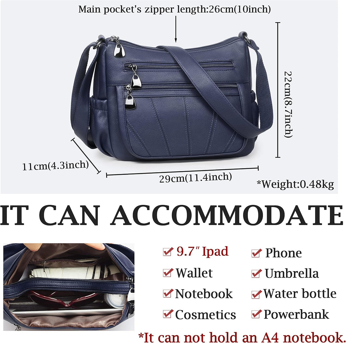 Crossbody Purse for Women Ladies Soft PU Leather Shoulder Bag Medium Roomy Handbag Fashion Tote Top Handle Satchel