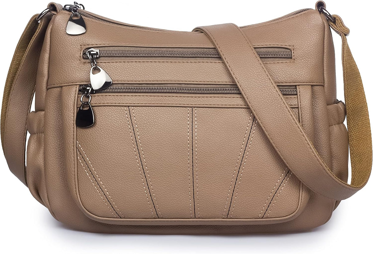 Crossbody Purse for Women Ladies Soft PU Leather Shoulder Bag Medium Roomy Handbag Fashion Tote Top Handle Satchel
