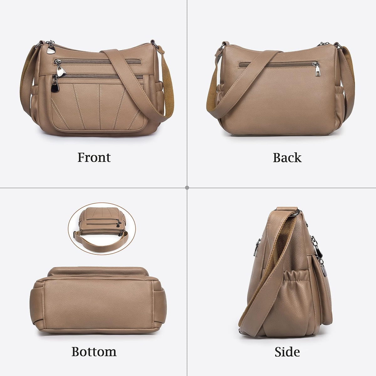 Crossbody Purse for Women Ladies Soft PU Leather Shoulder Bag Medium Roomy Handbag Fashion Tote Top Handle Satchel