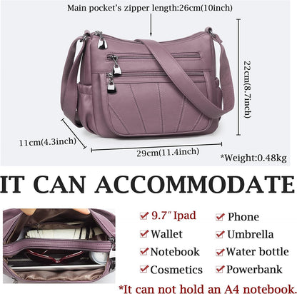 Crossbody Purse for Women Ladies Soft PU Leather Shoulder Bag Medium Roomy Handbag Fashion Tote Top Handle Satchel