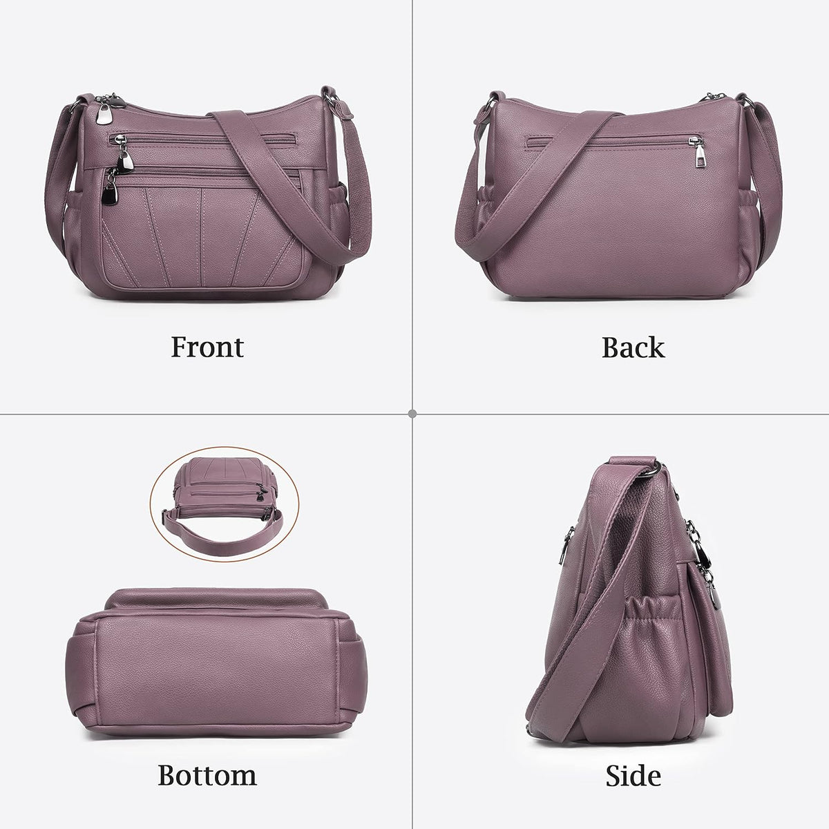 Crossbody Purse for Women Ladies Soft PU Leather Shoulder Bag Medium Roomy Handbag Fashion Tote Top Handle Satchel