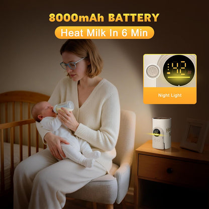Portable Bottle Warmer for Travel, Fast Heating & Precise Temperature Control with LCD Display, Long Lasting Warming for Breast Milk/Formula, Fast Charging On The Go