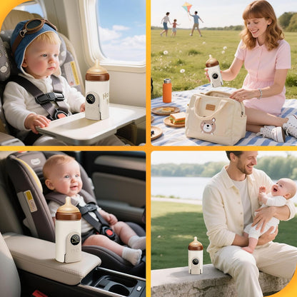 Portable Bottle Warmer for Travel, Fast Heating & Precise Temperature Control with LCD Display, Long Lasting Warming for Breast Milk/Formula, Fast Charging On The Go
