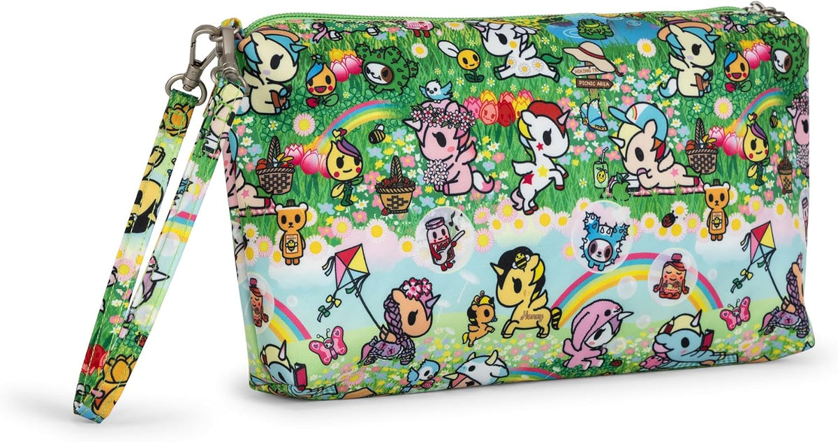 Tokidoki Diaper Clutch Wristlet, Compact Diaper & Wipes Organizer Pouch with Adjustable Crossbody Strap, Stroller Hanging Zip Case, Machine Washable Small Diaper Bag Accessory