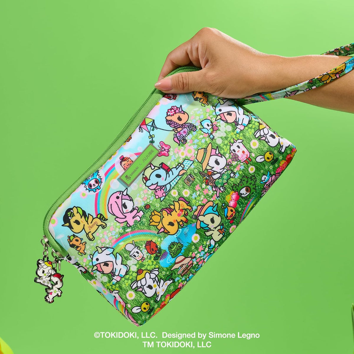 Tokidoki Diaper Clutch Wristlet, Compact Diaper & Wipes Organizer Pouch with Adjustable Crossbody Strap, Stroller Hanging Zip Case, Machine Washable Small Diaper Bag Accessory