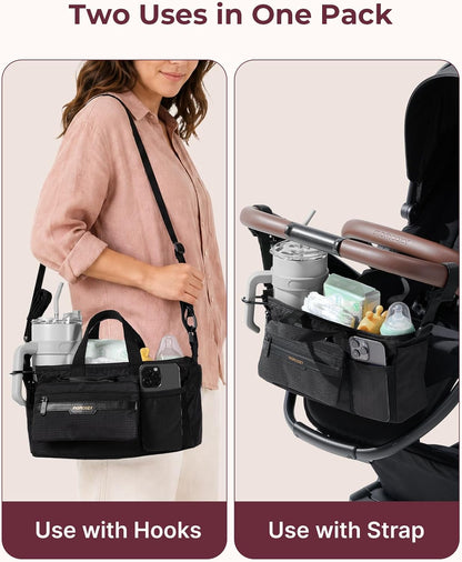 Stroller Organizer with 40 oz Tumbler Holder, Non-Slip Straps