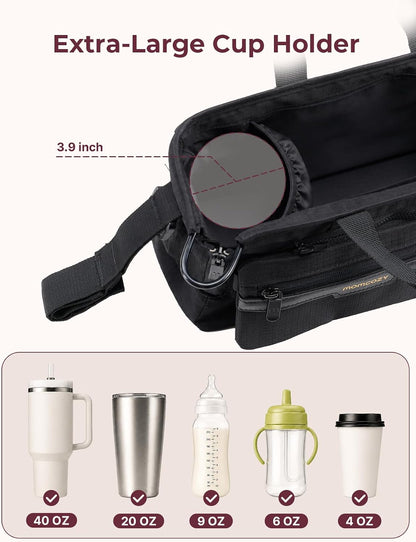 Stroller Organizer with 40 oz Tumbler Holder, Non-Slip Straps