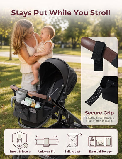 Stroller Organizer with 40 oz Tumbler Holder, Non-Slip Straps