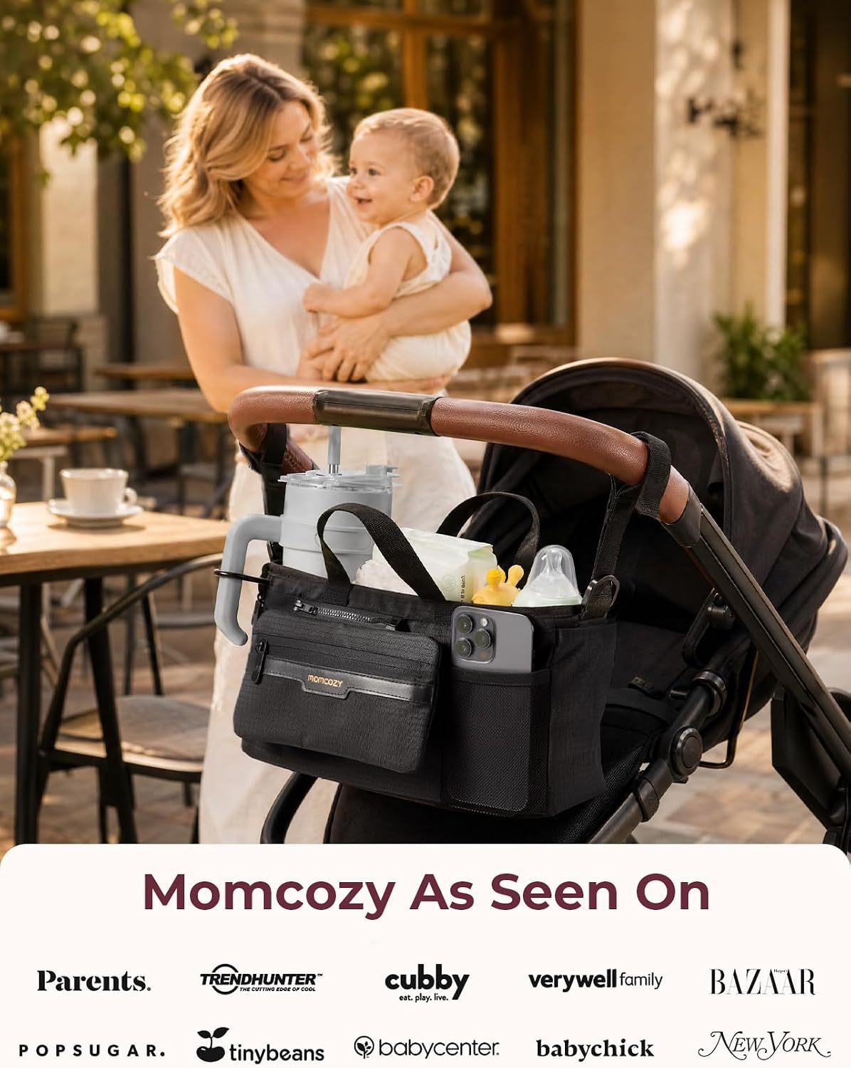 Stroller Organizer with 40 oz Tumbler Holder, Non-Slip Straps