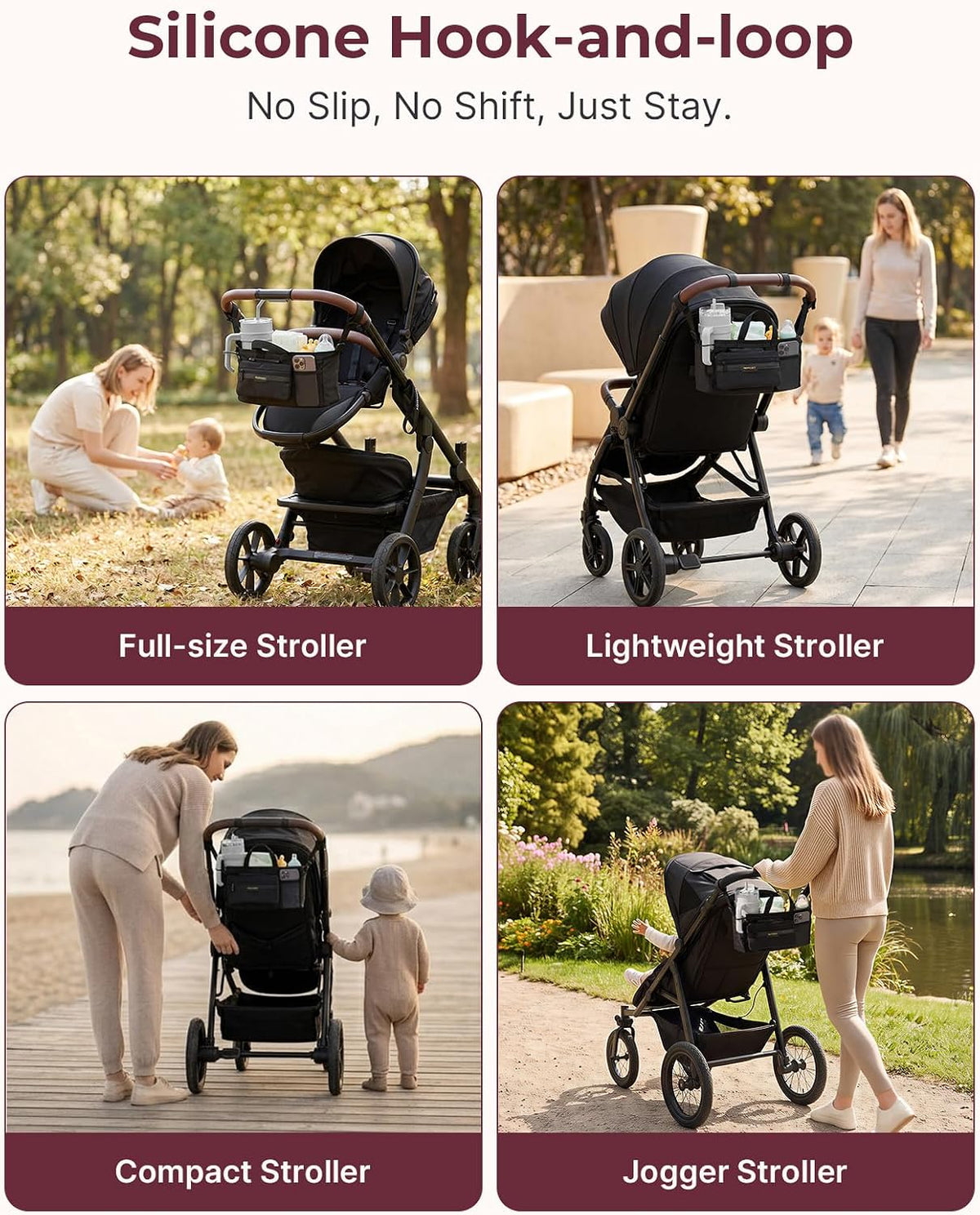Stroller Organizer with 40 oz Tumbler Holder, Non-Slip Straps