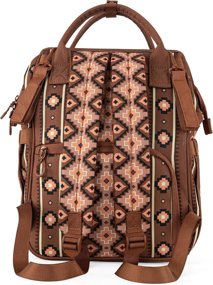 Montana West Wrangler Callie Diaper Bag Backpack with Stroller Straps Western Pattern Multifunction Baby Travel Bag WG2204-91102HPK