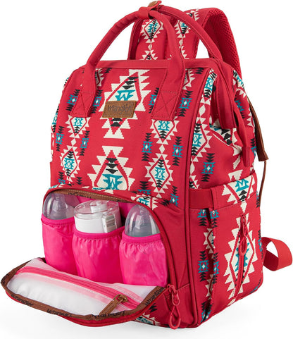 Montana West Wrangler Callie Diaper Bag Backpack with Stroller Straps Western Pattern Multifunction Baby Travel Bag WG2204-91102HPK