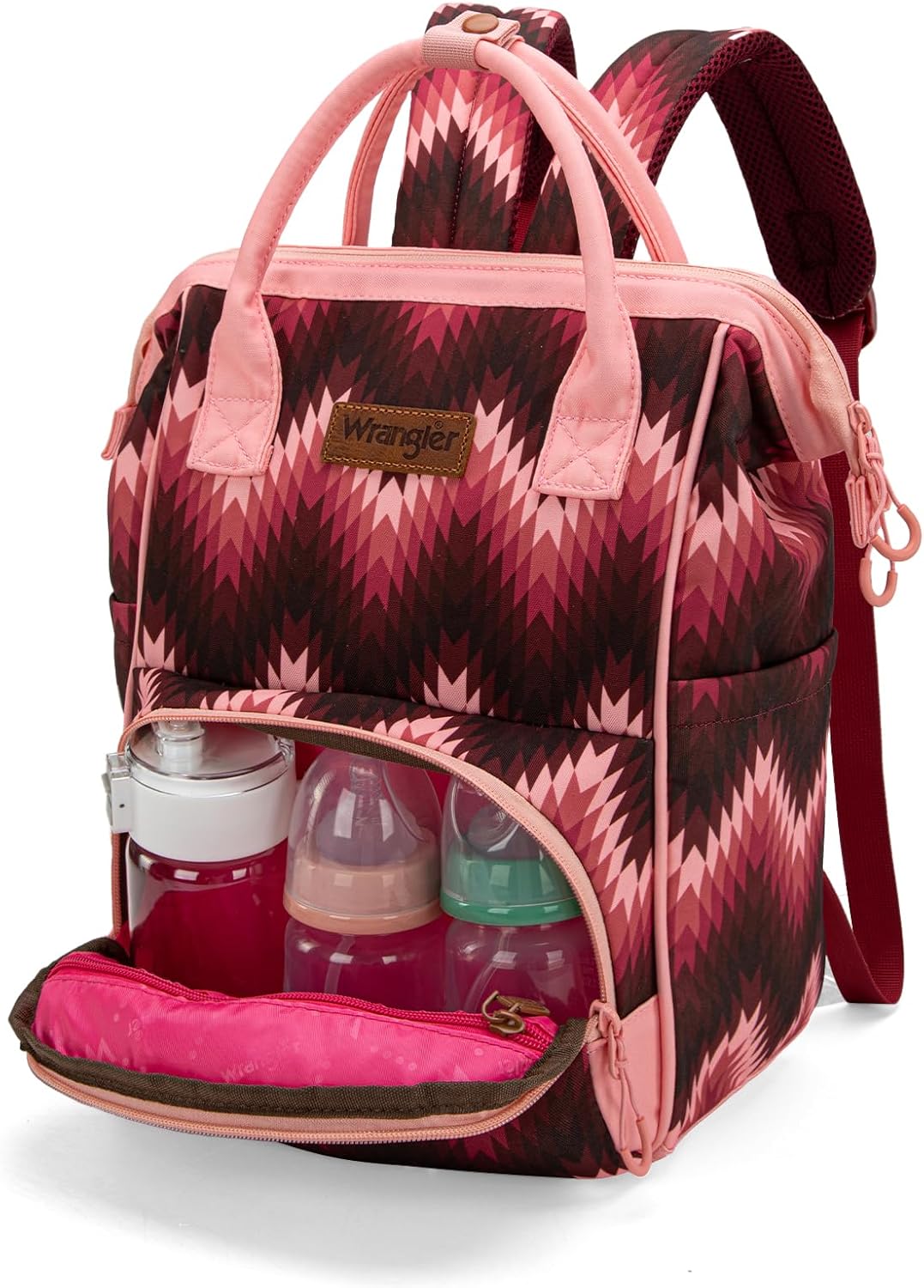 Montana West Wrangler Callie Diaper Bag Backpack with Stroller Straps Western Pattern Multifunction Baby Travel Bag WG2204-91102HPK