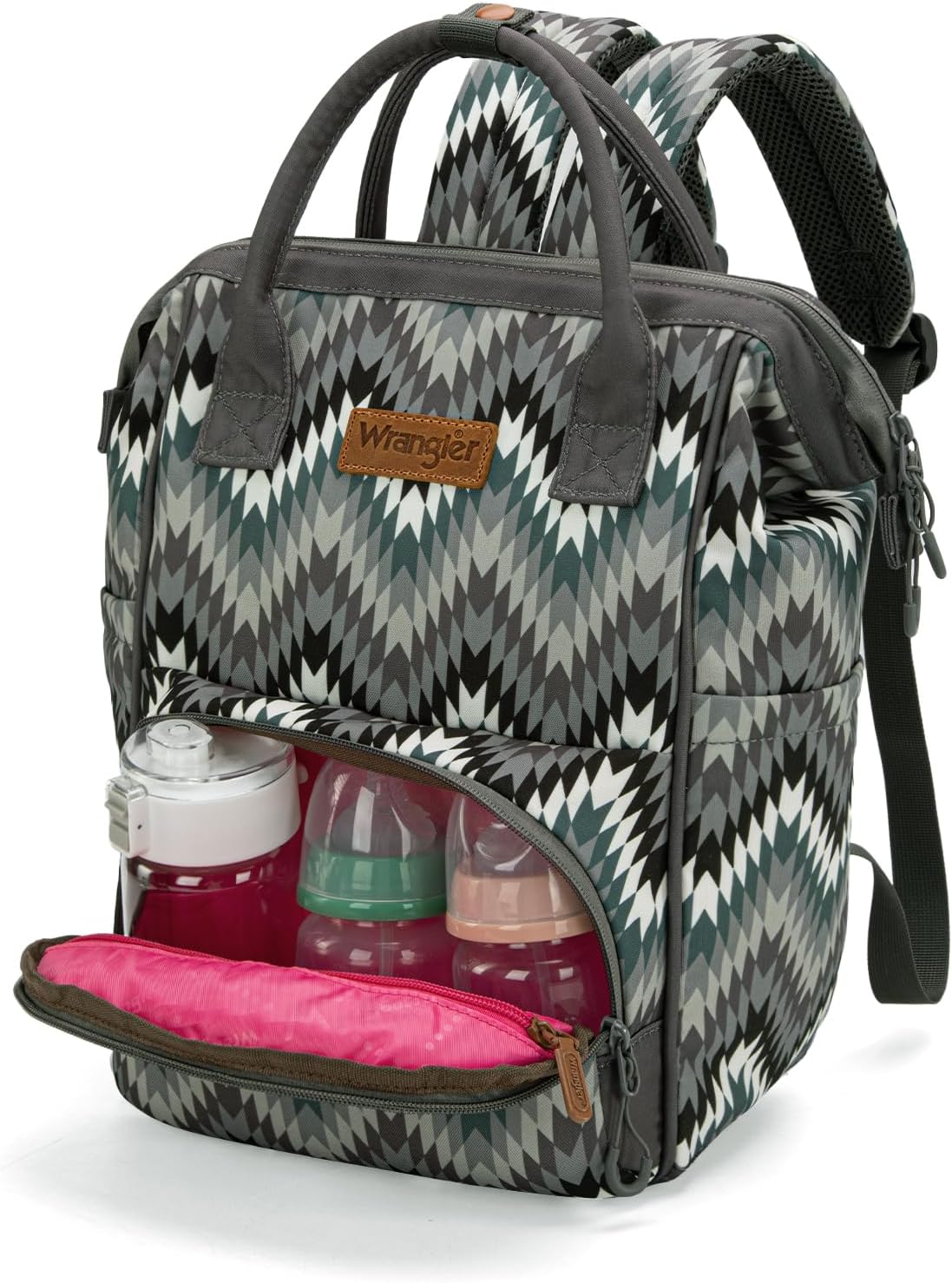 Montana West Wrangler Callie Diaper Bag Backpack with Stroller Straps Western Pattern Multifunction Baby Travel Bag WG2204-91102HPK
