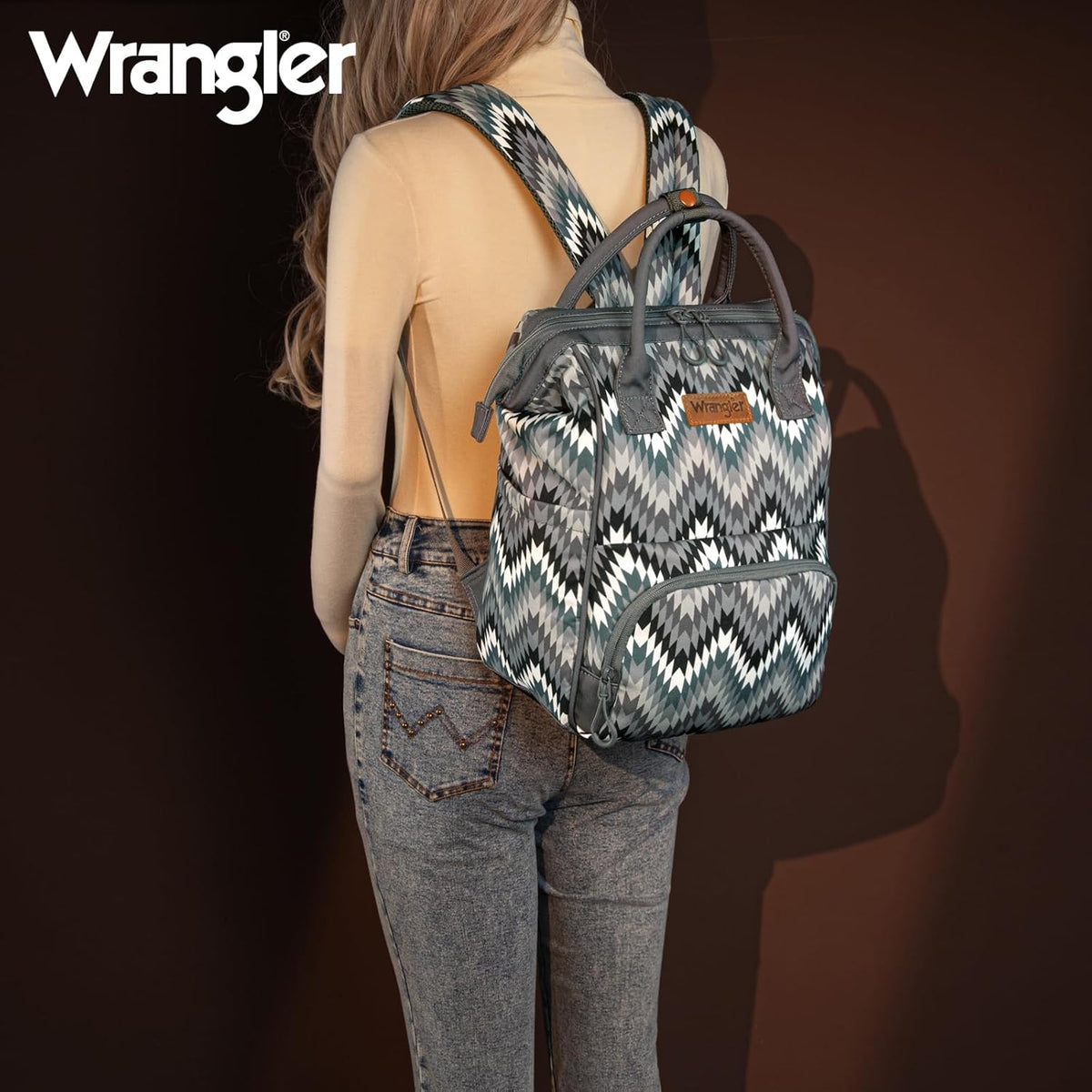 Montana West Wrangler Callie Diaper Bag Backpack with Stroller Straps Western Pattern Multifunction Baby Travel Bag WG2204-91102HPK