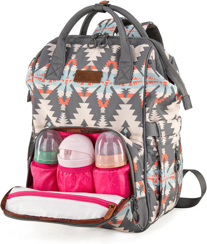 Montana West Wrangler Callie Diaper Bag Backpack with Stroller Straps Western Pattern Multifunction Baby Travel Bag WG2204-91102HPK