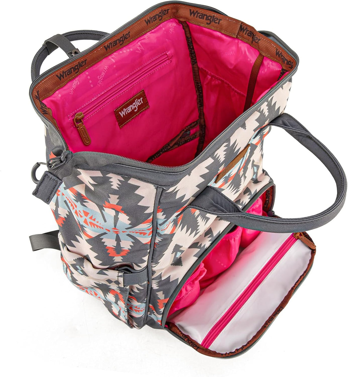 Montana West Wrangler Callie Diaper Bag Backpack with Stroller Straps Western Pattern Multifunction Baby Travel Bag WG2204-91102HPK