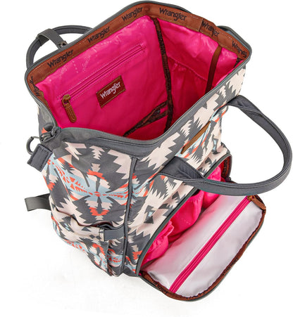 Montana West Wrangler Callie Diaper Bag Backpack with Stroller Straps Western Pattern Multifunction Baby Travel Bag WG2204-91102HPK