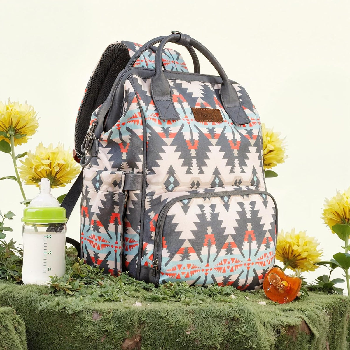 Montana West Wrangler Callie Diaper Bag Backpack with Stroller Straps Western Pattern Multifunction Baby Travel Bag WG2204-91102HPK