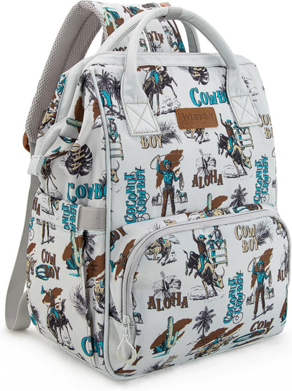 Montana West Wrangler Callie Diaper Bag Backpack with Stroller Straps Western Pattern Multifunction Baby Travel Bag WG2204-91102HPK
