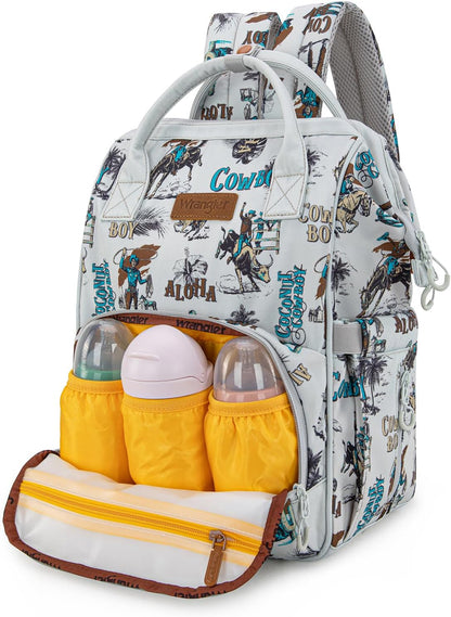 Montana West Wrangler Callie Diaper Bag Backpack with Stroller Straps Western Pattern Multifunction Baby Travel Bag WG2204-91102HPK