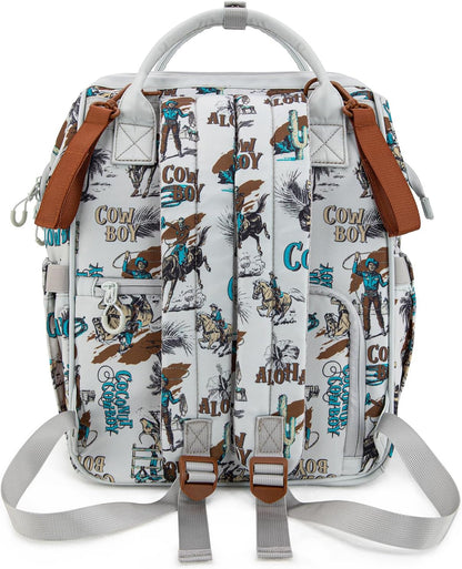 Montana West Wrangler Callie Diaper Bag Backpack with Stroller Straps Western Pattern Multifunction Baby Travel Bag WG2204-91102HPK