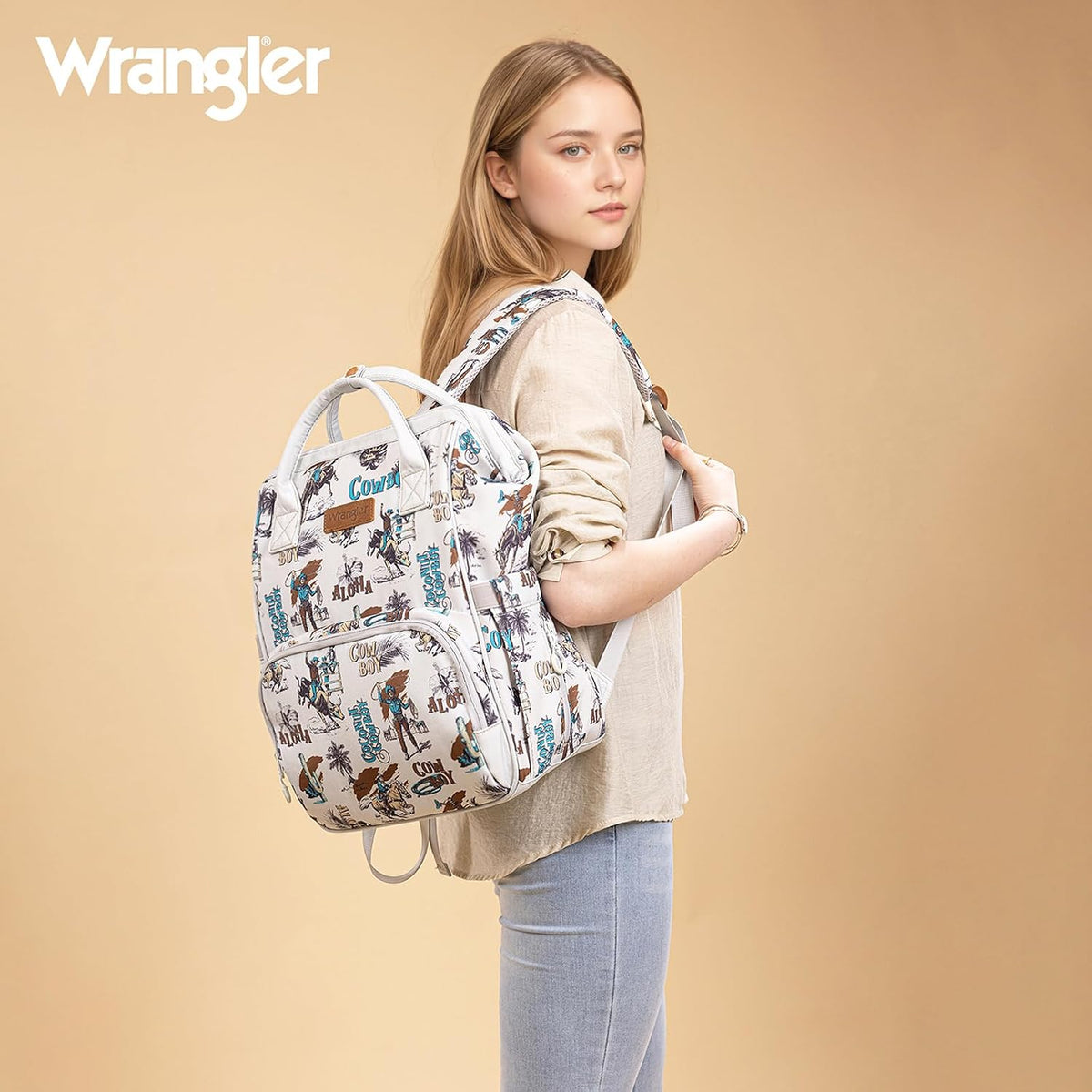 Montana West Wrangler Callie Diaper Bag Backpack with Stroller Straps Western Pattern Multifunction Baby Travel Bag WG2204-91102HPK