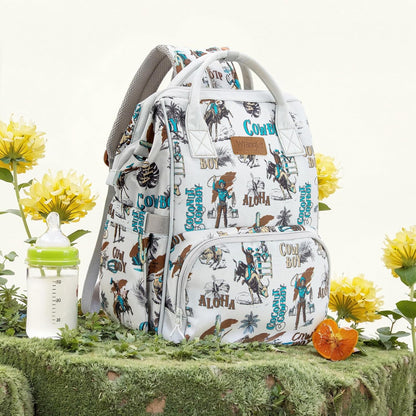 Montana West Wrangler Callie Diaper Bag Backpack with Stroller Straps Western Pattern Multifunction Baby Travel Bag WG2204-91102HPK