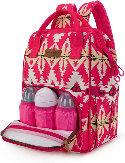 Montana West Wrangler Callie Diaper Bag Backpack with Stroller Straps Western Pattern Multifunction Baby Travel Bag WG2204-91102HPK