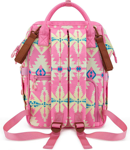 Montana West Wrangler Callie Diaper Bag Backpack with Stroller Straps Western Pattern Multifunction Baby Travel Bag WG2204-91102HPK