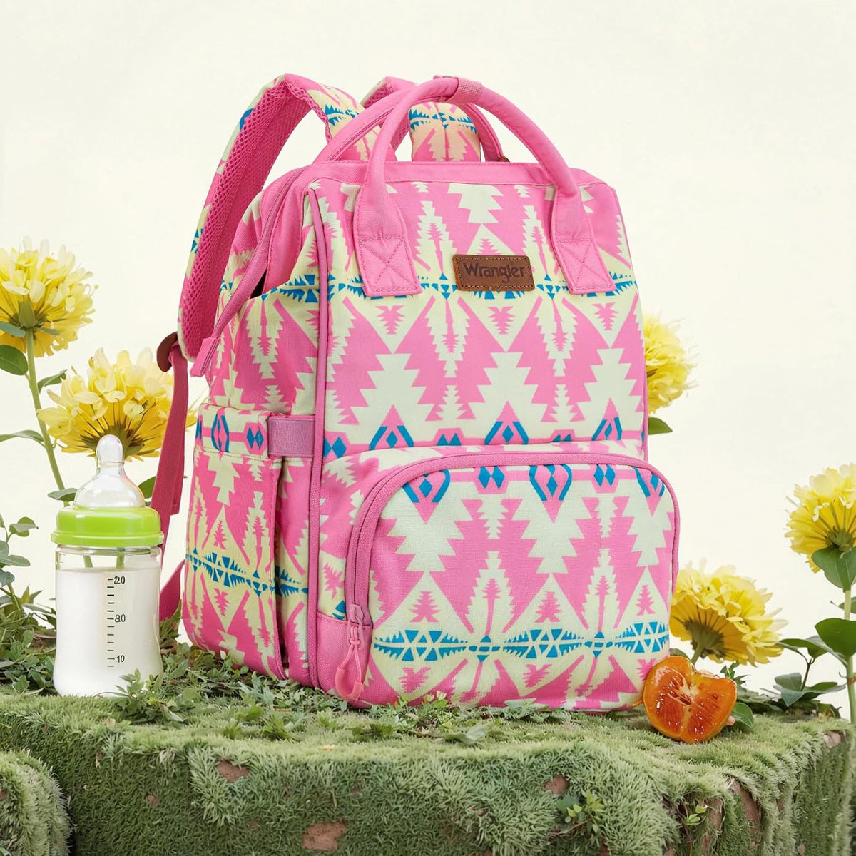Montana West Wrangler Callie Diaper Bag Backpack with Stroller Straps Western Pattern Multifunction Baby Travel Bag WG2204-91102HPK
