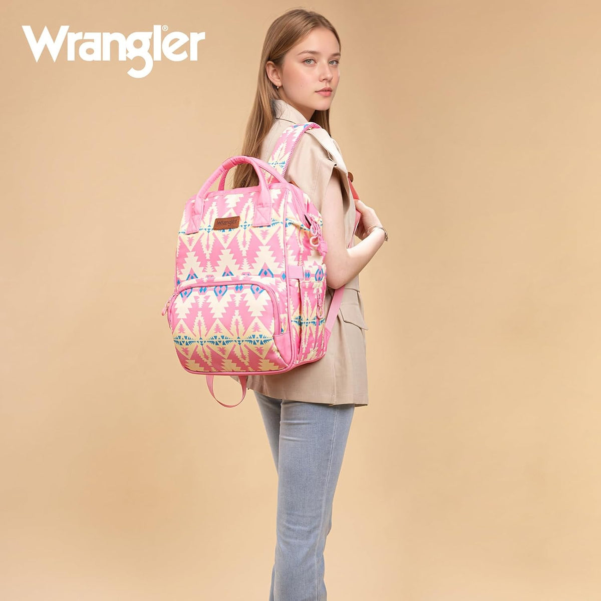 Montana West Wrangler Callie Diaper Bag Backpack with Stroller Straps Western Pattern Multifunction Baby Travel Bag WG2204-91102HPK