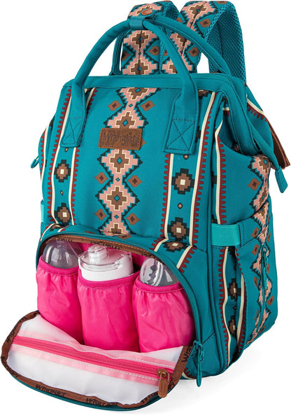 Montana West Wrangler Callie Diaper Bag Backpack with Stroller Straps Western Pattern Multifunction Baby Travel Bag WG2204-91102HPK