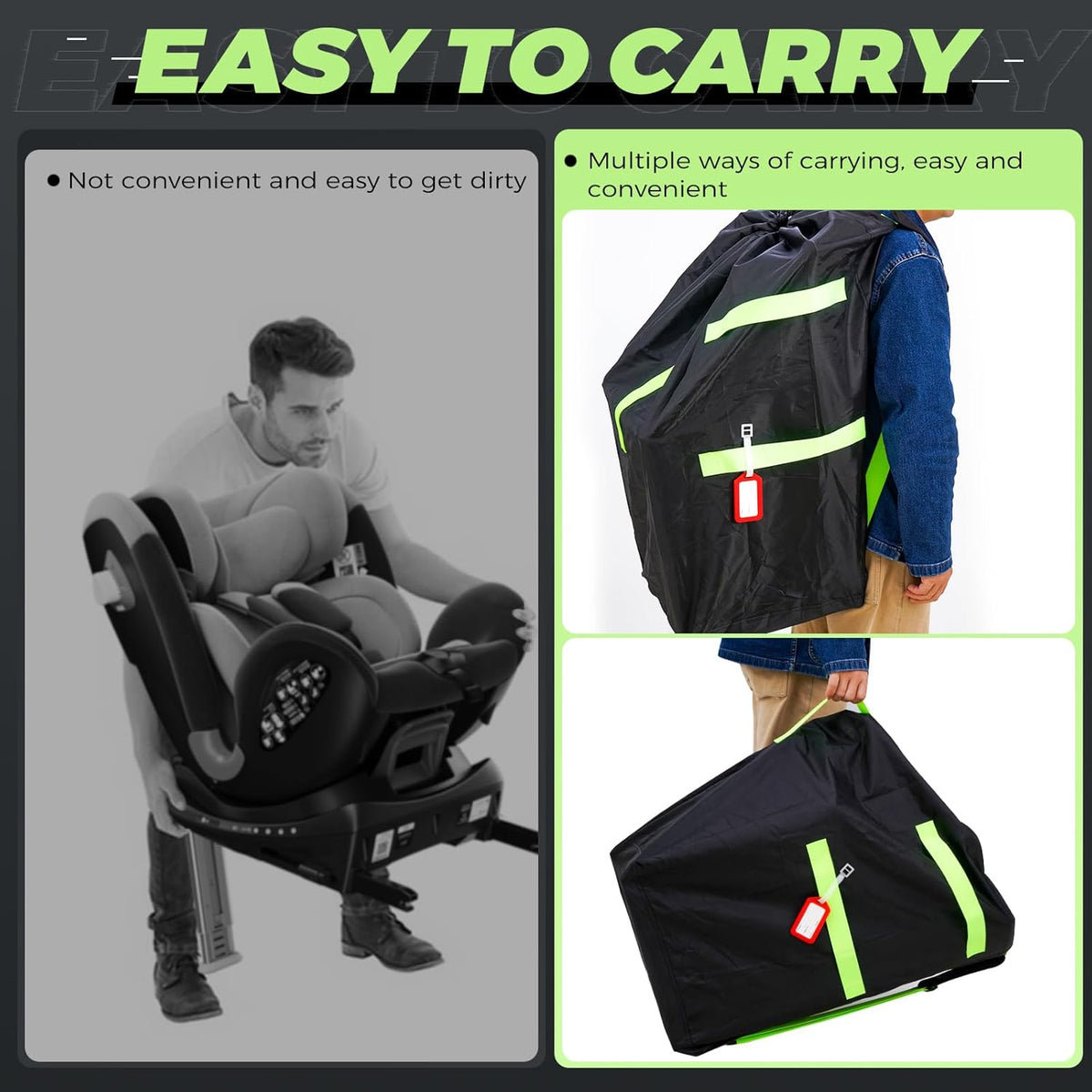 Waterproof Car Seat Travel Bag with Backpack Straps