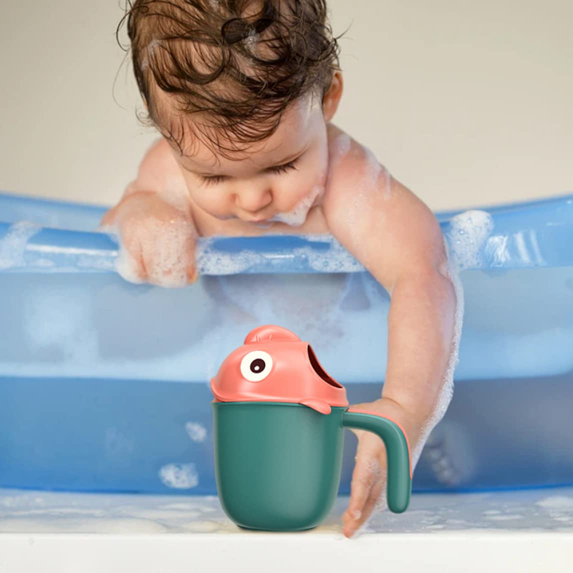 Baby Bath Rinse Cup Cute Cartoon Fish Infant Shampoo Rinser Shower Wash Hair Cup for Kids Baby Bath Rinser