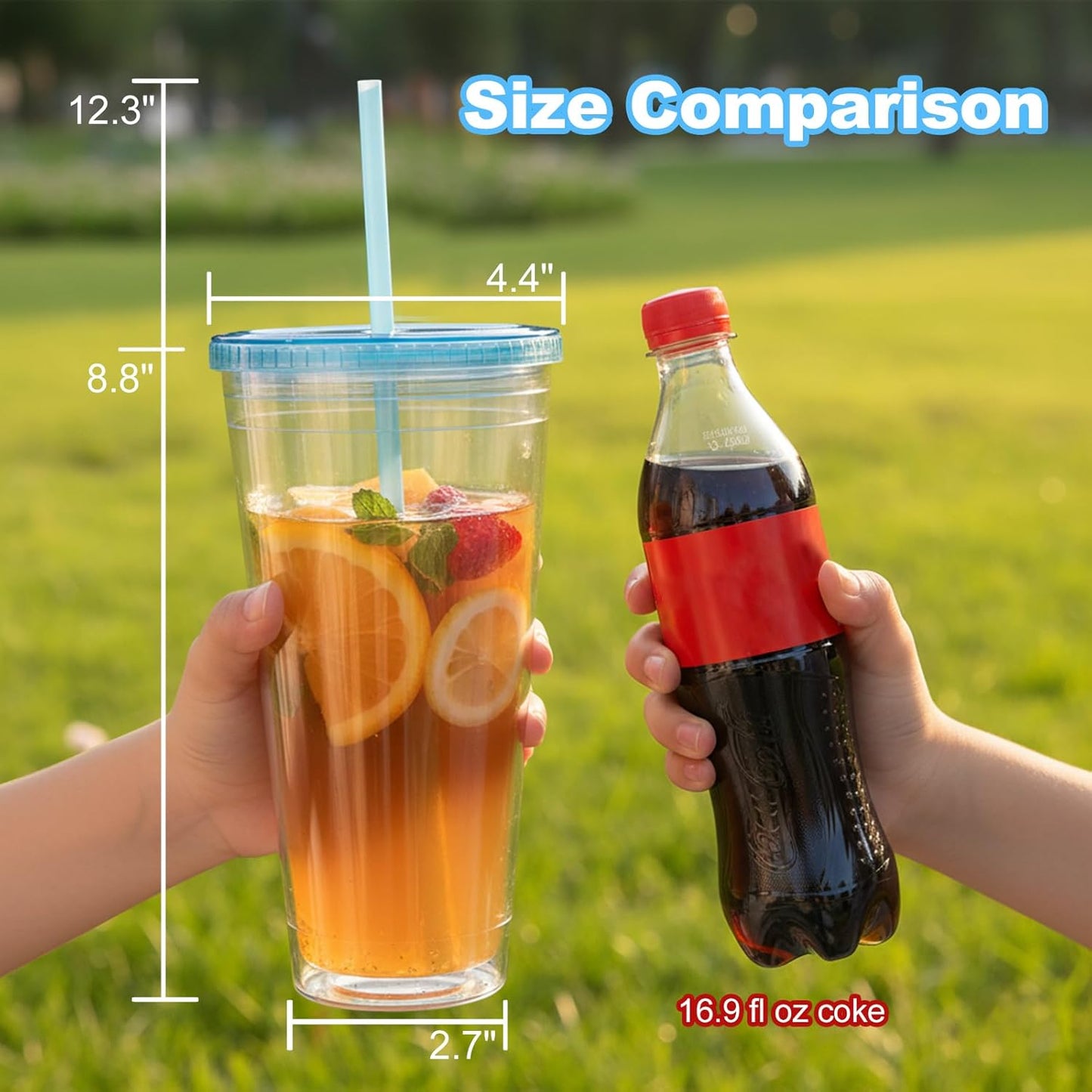 Zukro Clear Double Wall Plastic Tumbler with Lid and Straw 32 oz, 2 Pack | Wide Mouth BPA Free Large Clear Insulated Reusable Acrylic Iced Coffee To Go Cup for Loaded Tea, Water, Fit in Cupholder