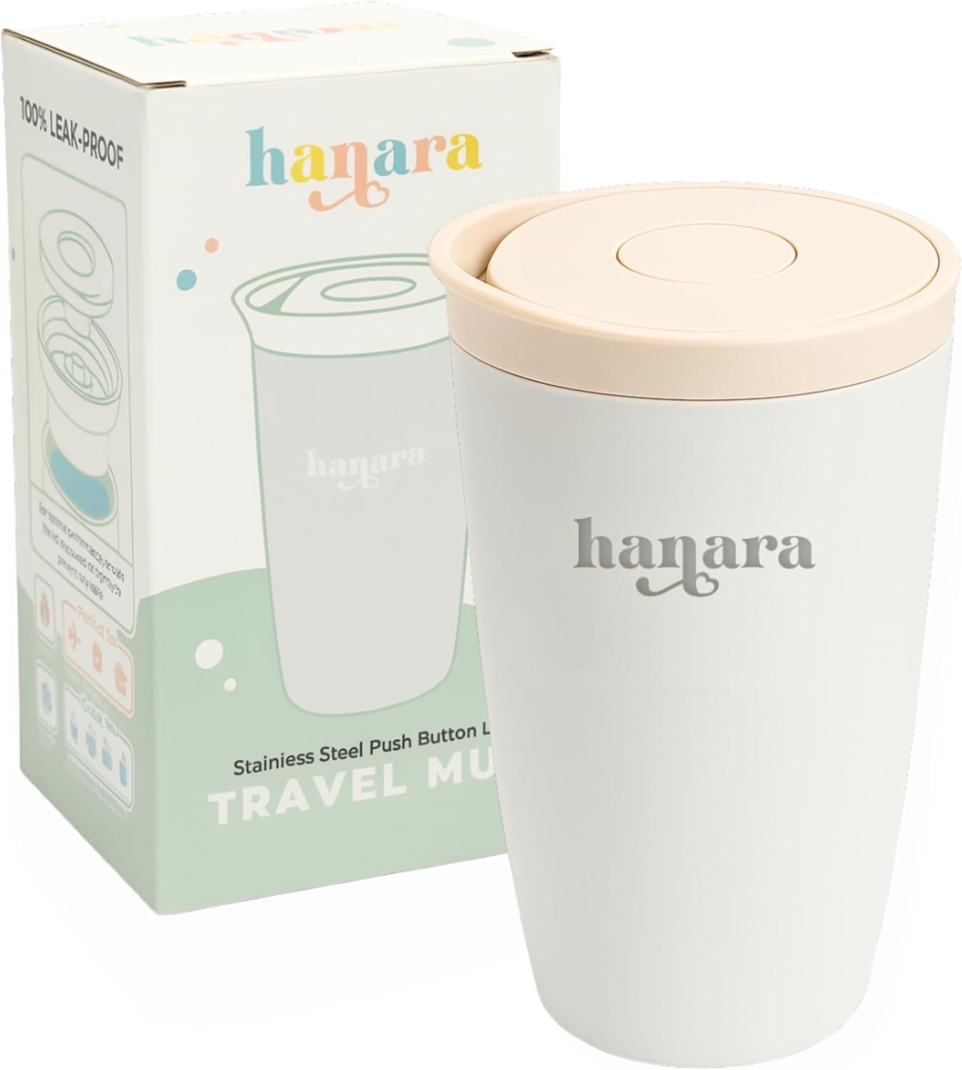 12 oz Push Button Lid Stainless Steel Travel Mug | Double Wall Insulated, Leak-Proof | Keeps Drinks Hot for 6hrs & Cold for 12hrs | Dishwasher Safe | Perfect for Coffee, Tea & More (Rose Quartz Pink)