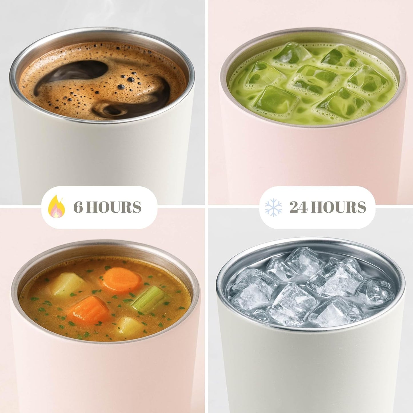 12 oz Push Button Lid Stainless Steel Travel Mug | Double Wall Insulated, Leak-Proof | Keeps Drinks Hot for 6hrs & Cold for 12hrs | Dishwasher Safe | Perfect for Coffee, Tea & More (Rose Quartz Pink)