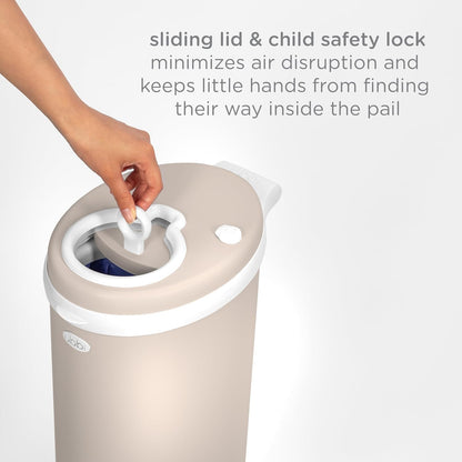 Stainless Steel Diaper Pail, No Special Bags, Odor-Locking, Taupe