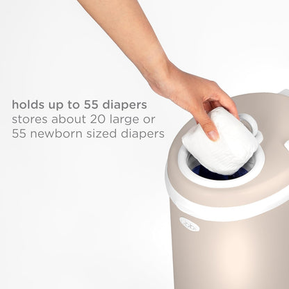 Stainless Steel Diaper Pail, No Special Bags, Odor-Locking, Taupe