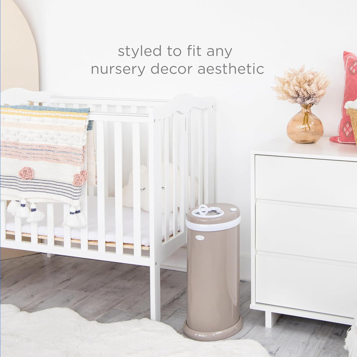 Stainless Steel Diaper Pail, No Special Bags, Odor-Locking, Taupe
