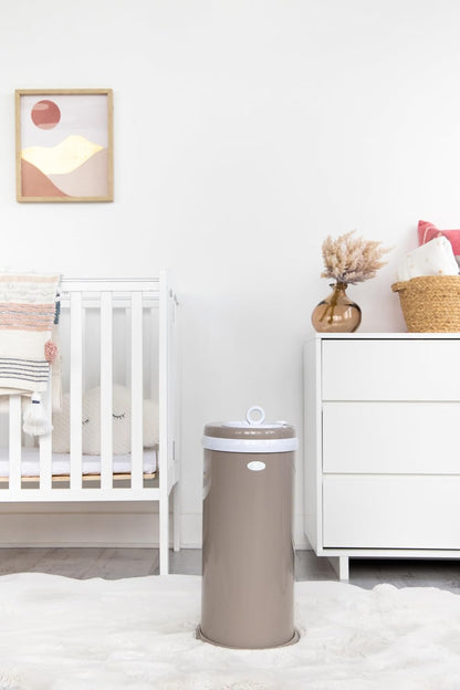 Stainless Steel Diaper Pail, No Special Bags, Odor-Locking, Taupe