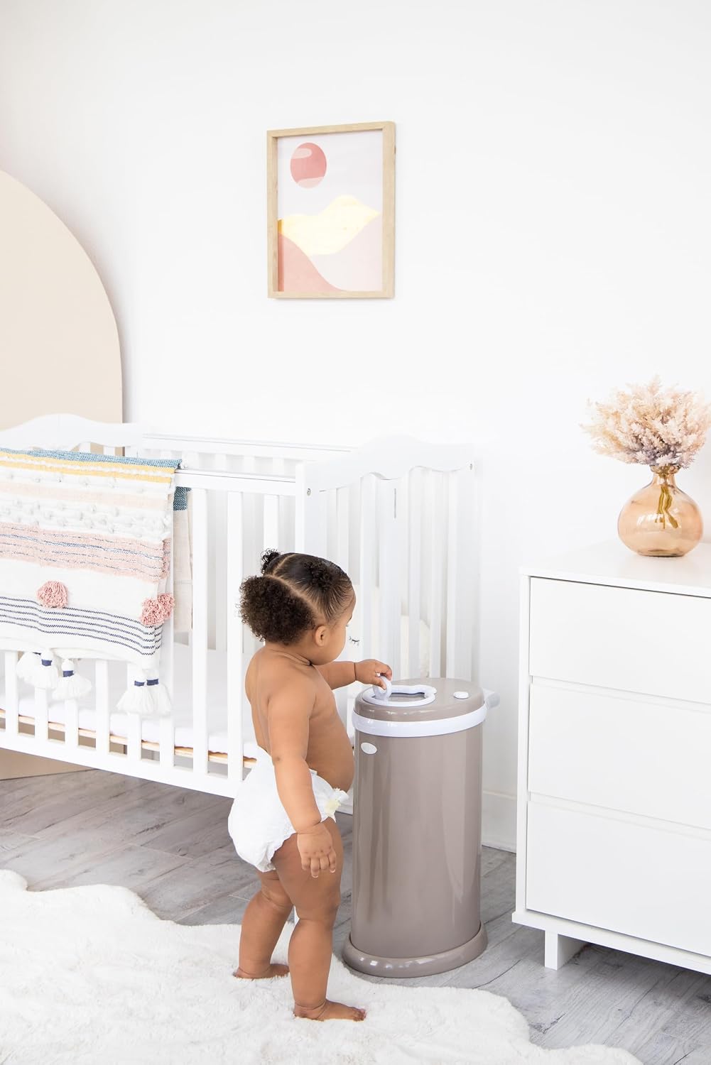 Stainless Steel Diaper Pail, No Special Bags, Odor-Locking, Taupe