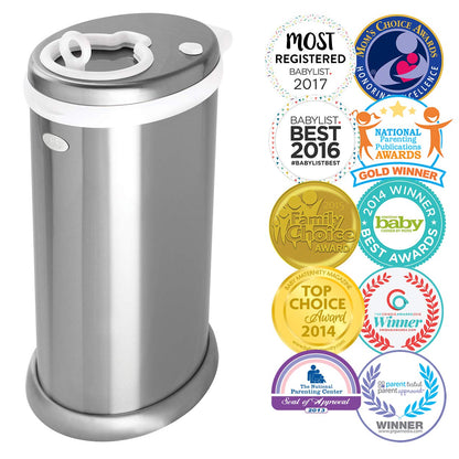 Stainless Steel Diaper Pail, No Special Bags, Odor-Locking, Taupe