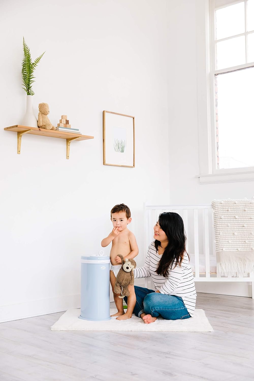 Stainless Steel Diaper Pail, No Special Bags, Odor-Locking, Taupe