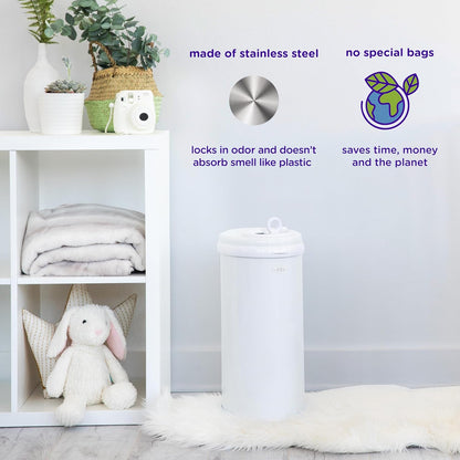Stainless Steel Diaper Pail, No Special Bags, Odor-Locking, Taupe
