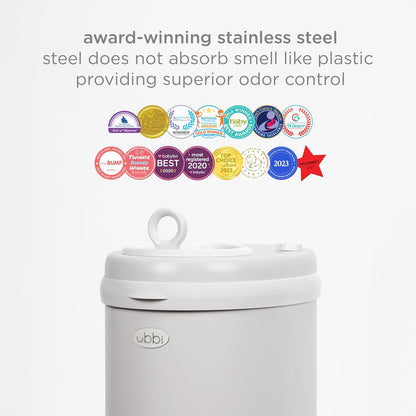Stainless Steel Diaper Pail, No Special Bags, Odor-Locking, Taupe