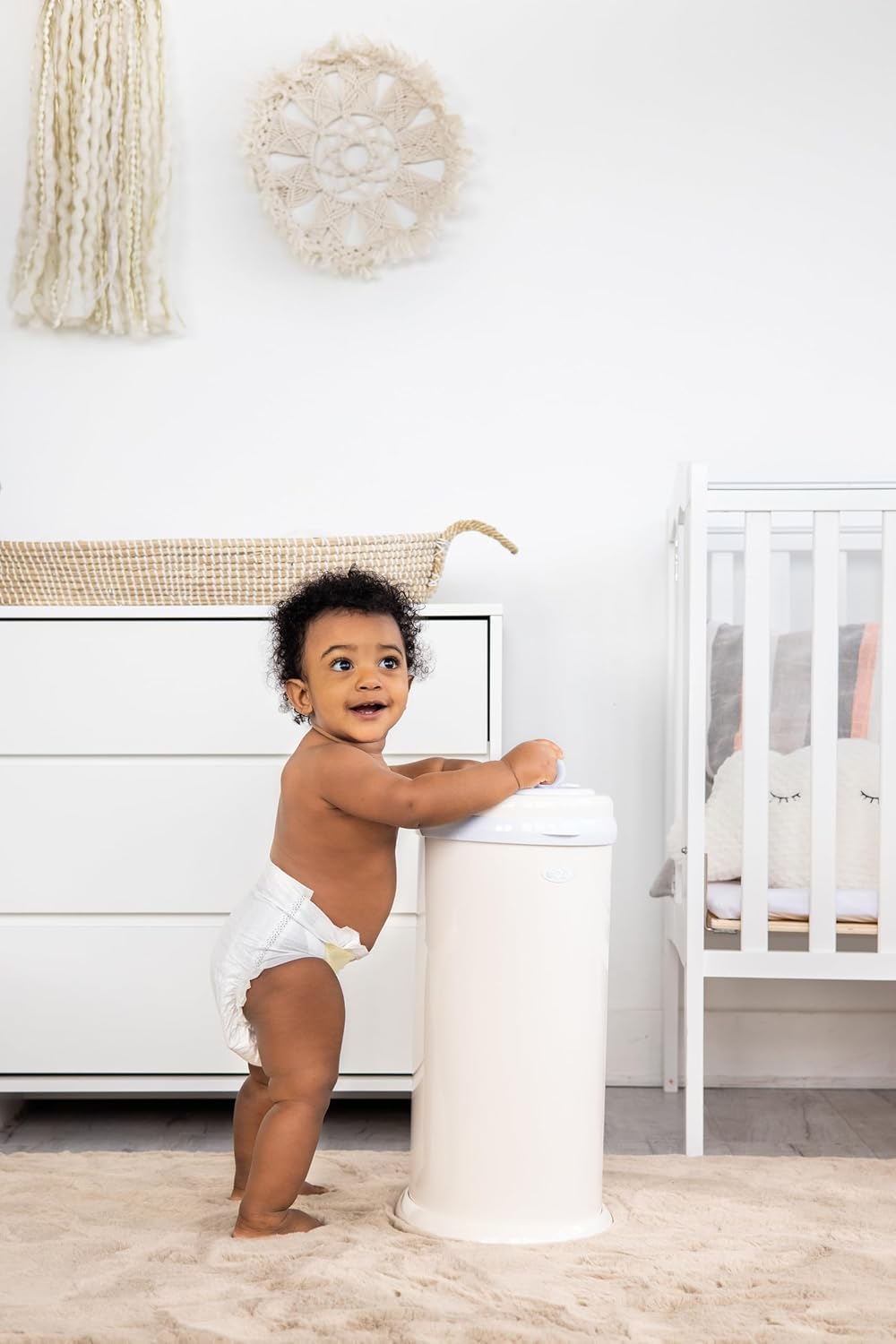 Stainless Steel Diaper Pail, No Special Bags, Odor-Locking, Taupe