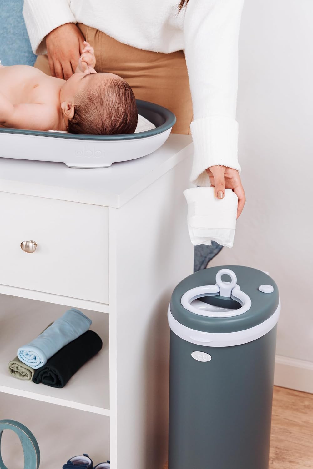 Stainless Steel Diaper Pail, No Special Bags, Odor-Locking, Taupe